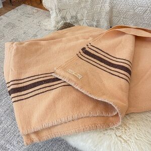Vintage Wool Blanket Striped Neutral Tones
